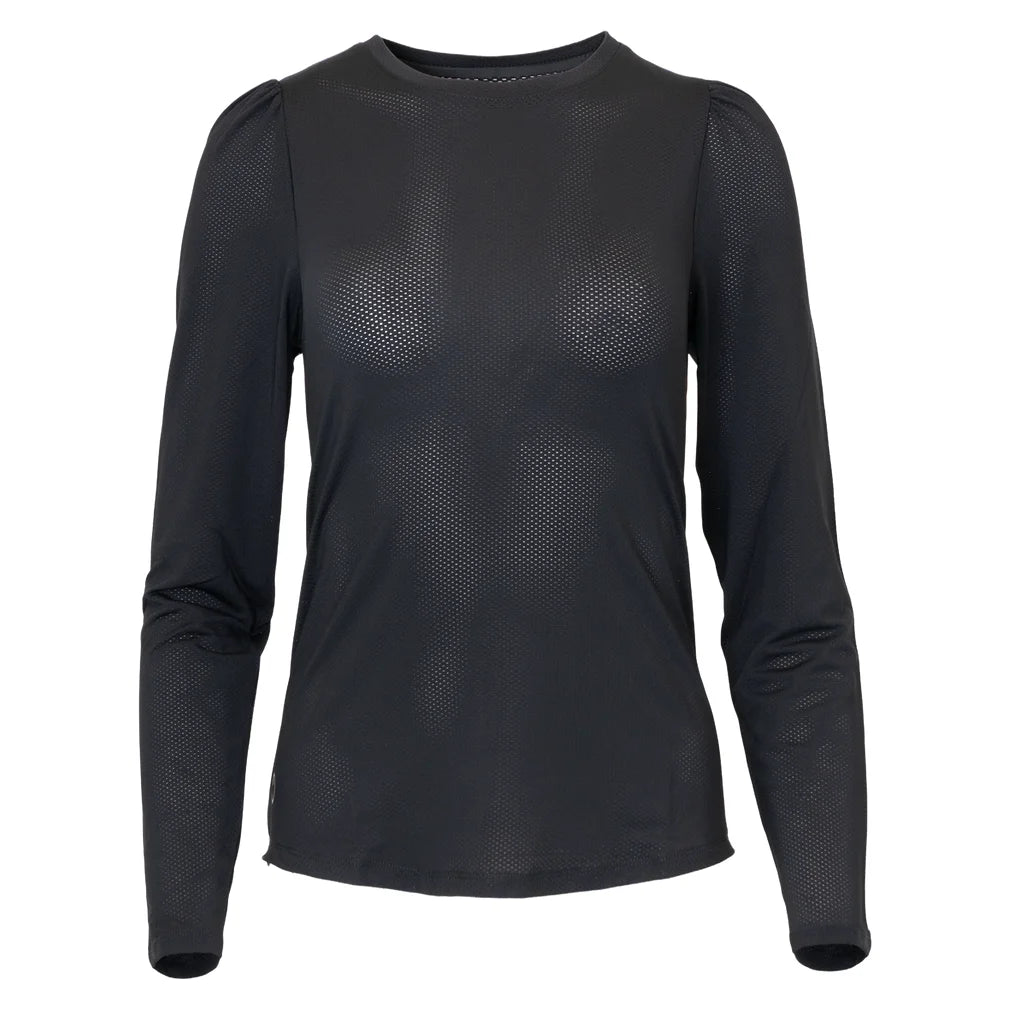 Women's Crew Long Sleeve Top, Bubble, Black, Pickleball Express, CREW-NF7-B-BLACK-1