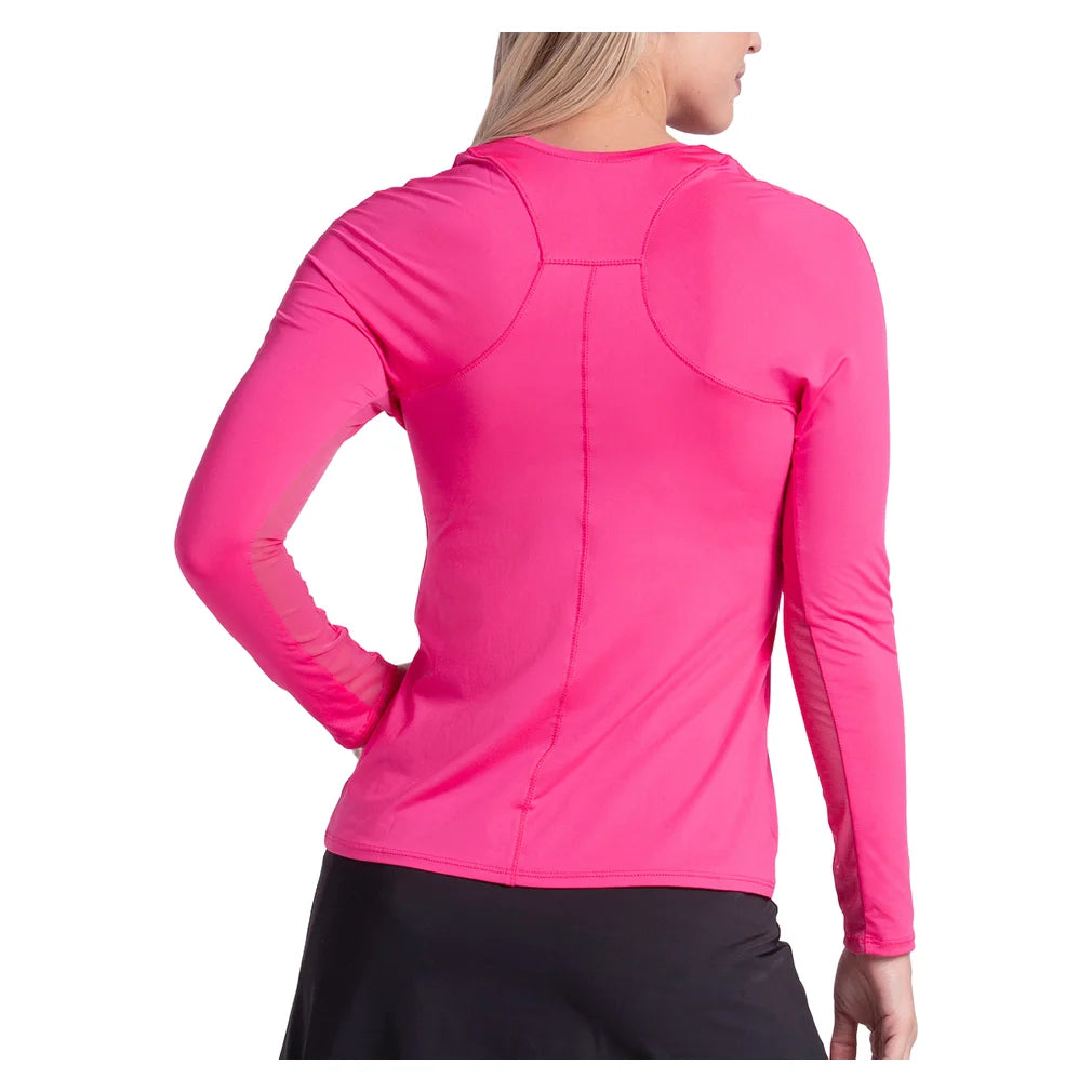 Women's Breeze Long Sleeve Top Shocking Pink, Lucky In Love, Pickleball Express, CT908-645-1