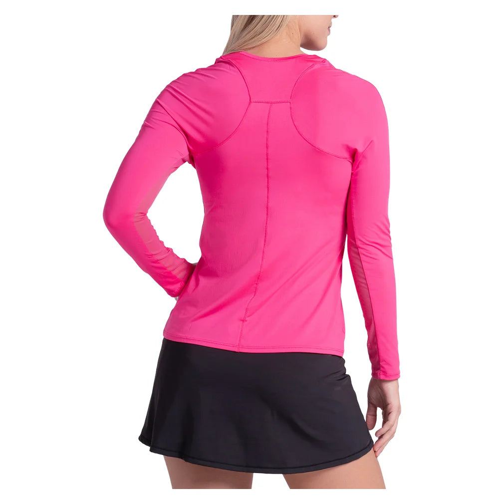 Women's Breeze Long Sleeve Top Shocking Pink, Lucky In Love, Pickleball Express, CT908-645-4