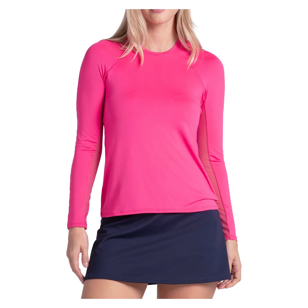 Women's Breeze Long Sleeve Top Shocking Pink, Lucky In Love, Shocking Pink, Pickleball Express, CT908-645-SHOCKING-PINK-2