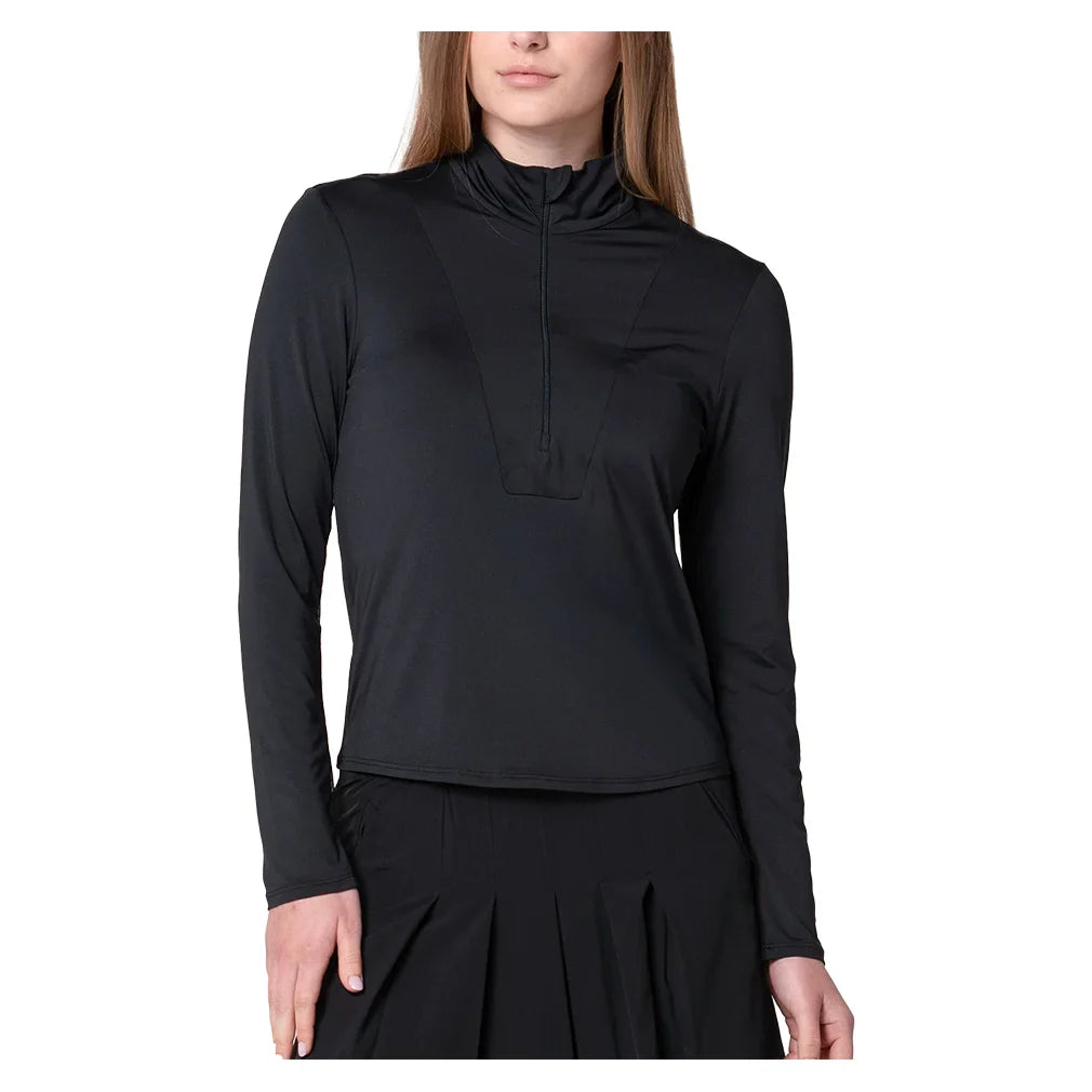 Women`s Free Play Zip Long Sleeve Top Black