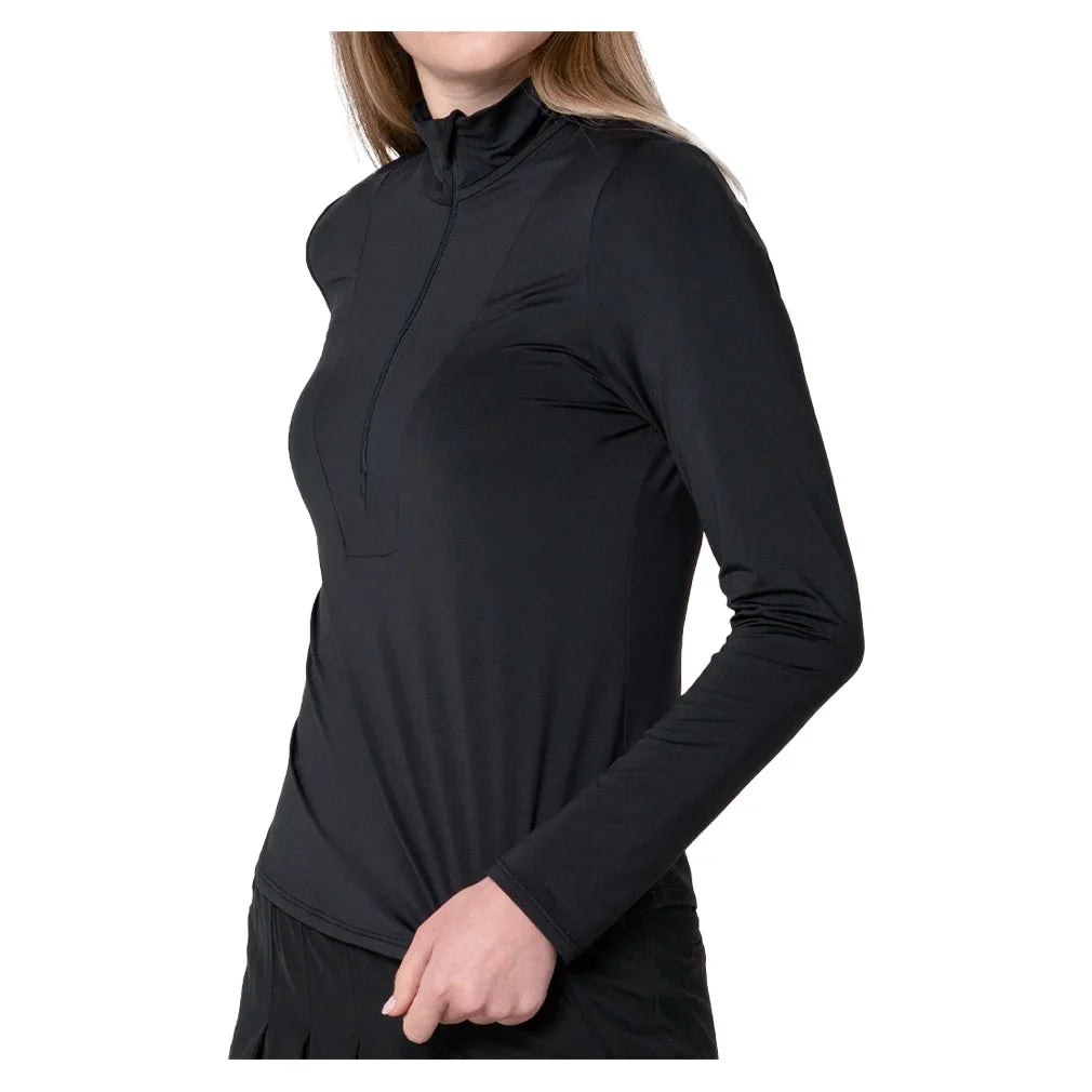 Women`s Free Play Zip Long Sleeve Top Black