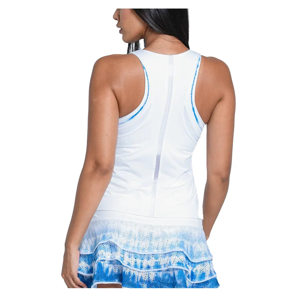 Women's Shibori Stripe Tank with Bra White