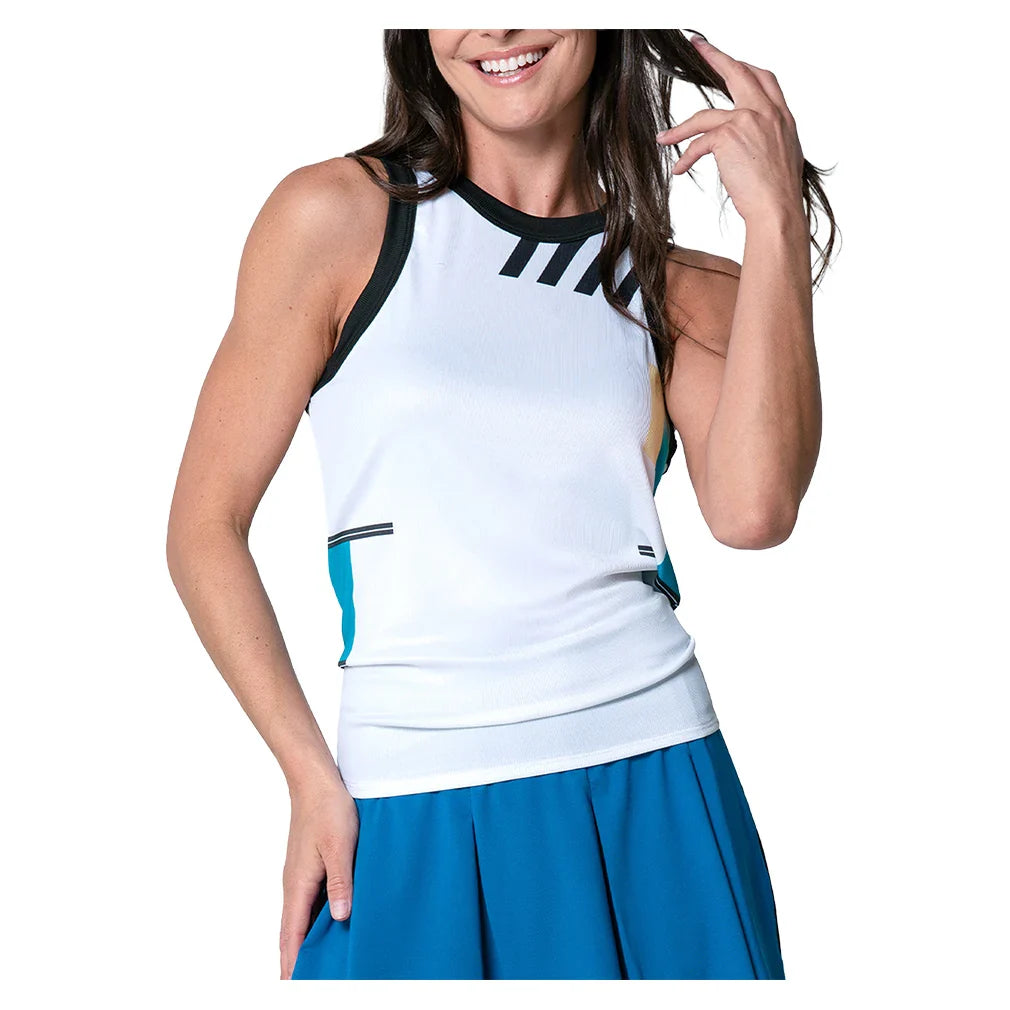 Women's Stripe It Up Tie Back Tank White