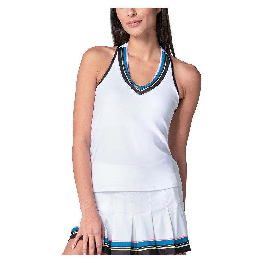 Women's Stripe Hype Tank with Bra White