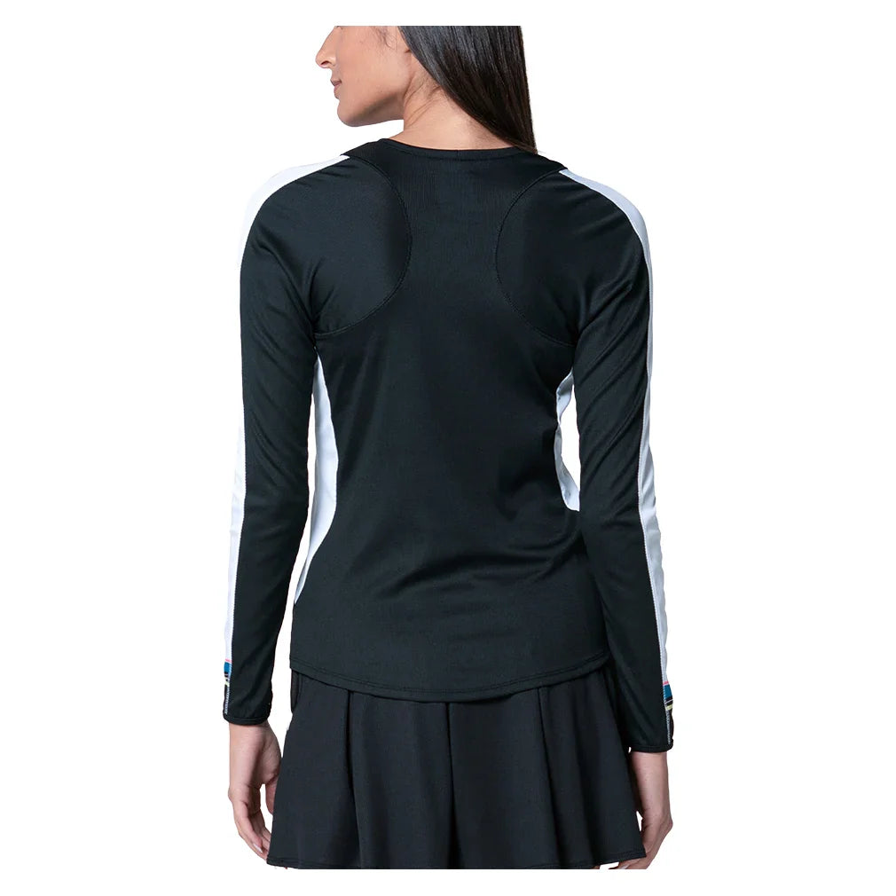 Women`s Stripe It Up Long Sleeve Top Black