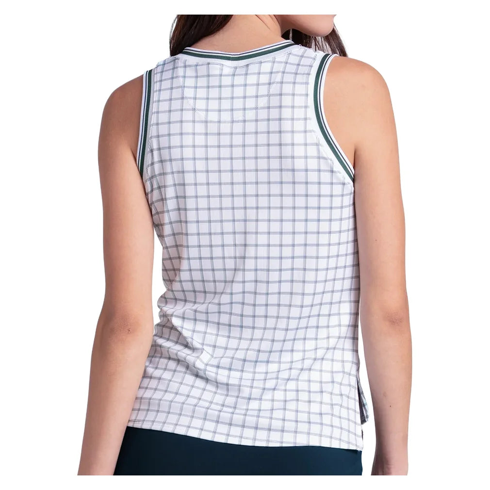 Women's Preppy Please Plaid Tank White, Lucky In Love, Pickleball Express, CX181-96G110-1