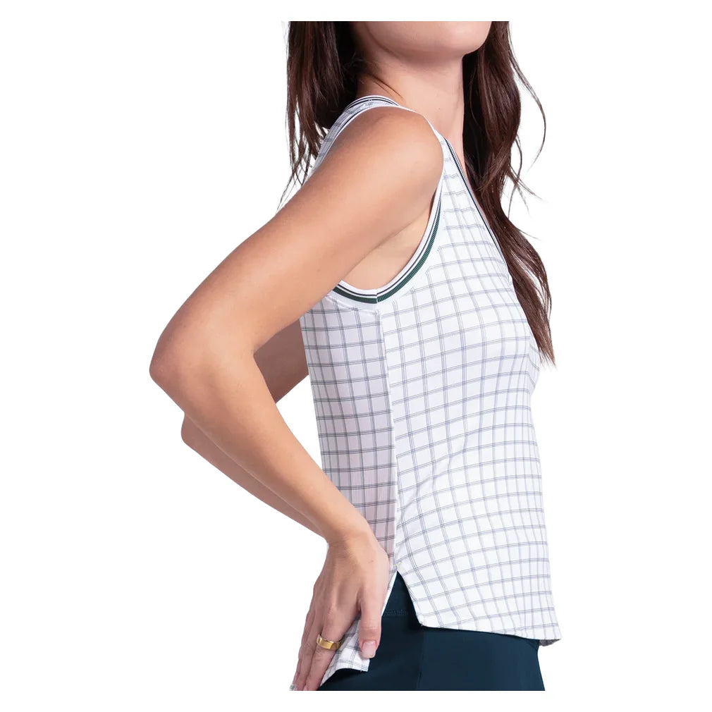 Women's Preppy Please Plaid Tank White, Lucky In Love, Pickleball Express, CX181-96G110-2