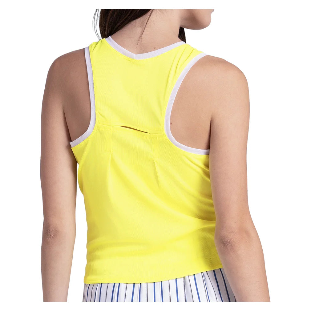 Women's Airplay Rib Tank Yellow Lemon, Lucky In Love, Pickleball Express, CX182-709-1