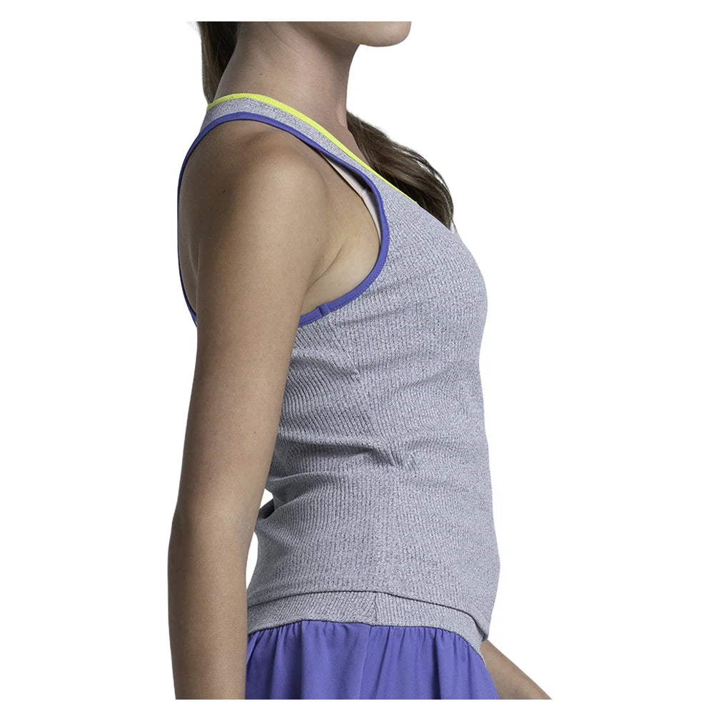 Women's Court Rib Racerback Tank Heather Grey, Lucky In Love, Pickleball Express, CX186-080-2