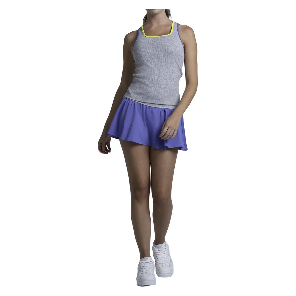 Women's Court Rib Racerback Tank Heather Grey, Lucky In Love, Pickleball Express, CX186-080-3