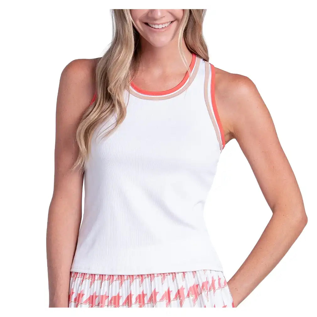 Women's Double Classic Tank White and Camel
