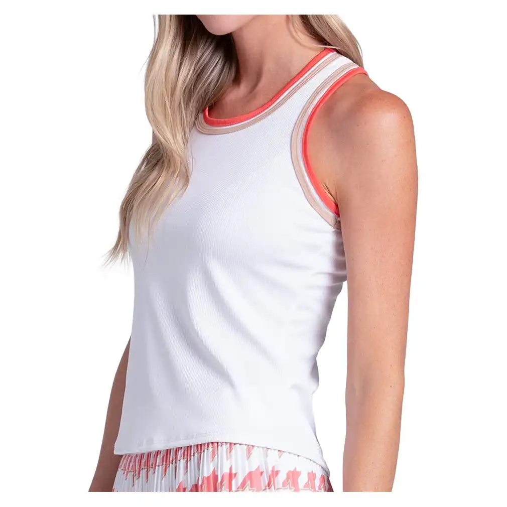 Women's Double Classic Tank White and Camel