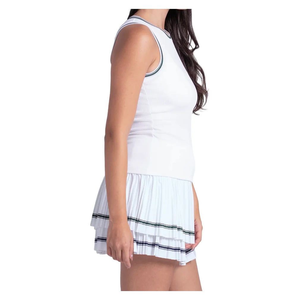 Women's Preppy Court Tank White, Lucky In Love, Pickleball Express, CX188-95G110-2