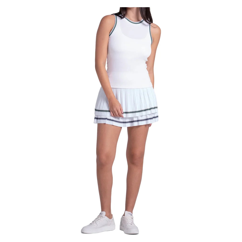 Women's Preppy Court Tank White, Lucky In Love, Pickleball Express, CX188-95G110-3