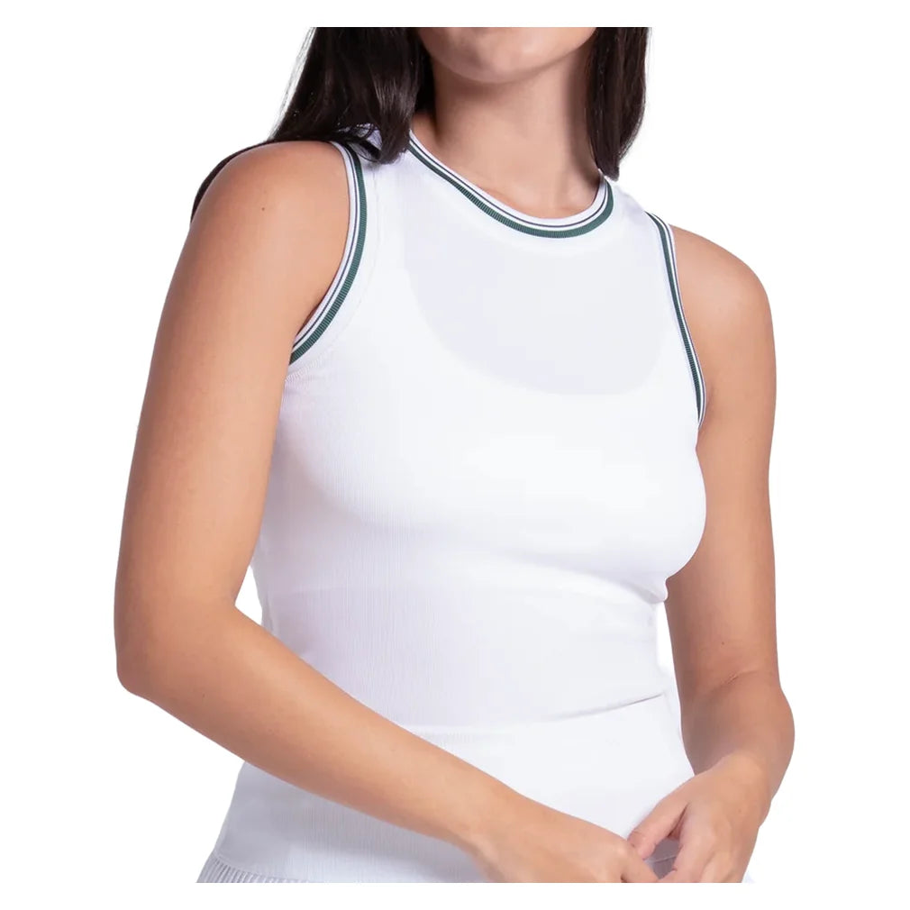Women's Preppy Court Tank White, Lucky In Love, White, Pickleball Express, CX188-95G110-WHITE-1