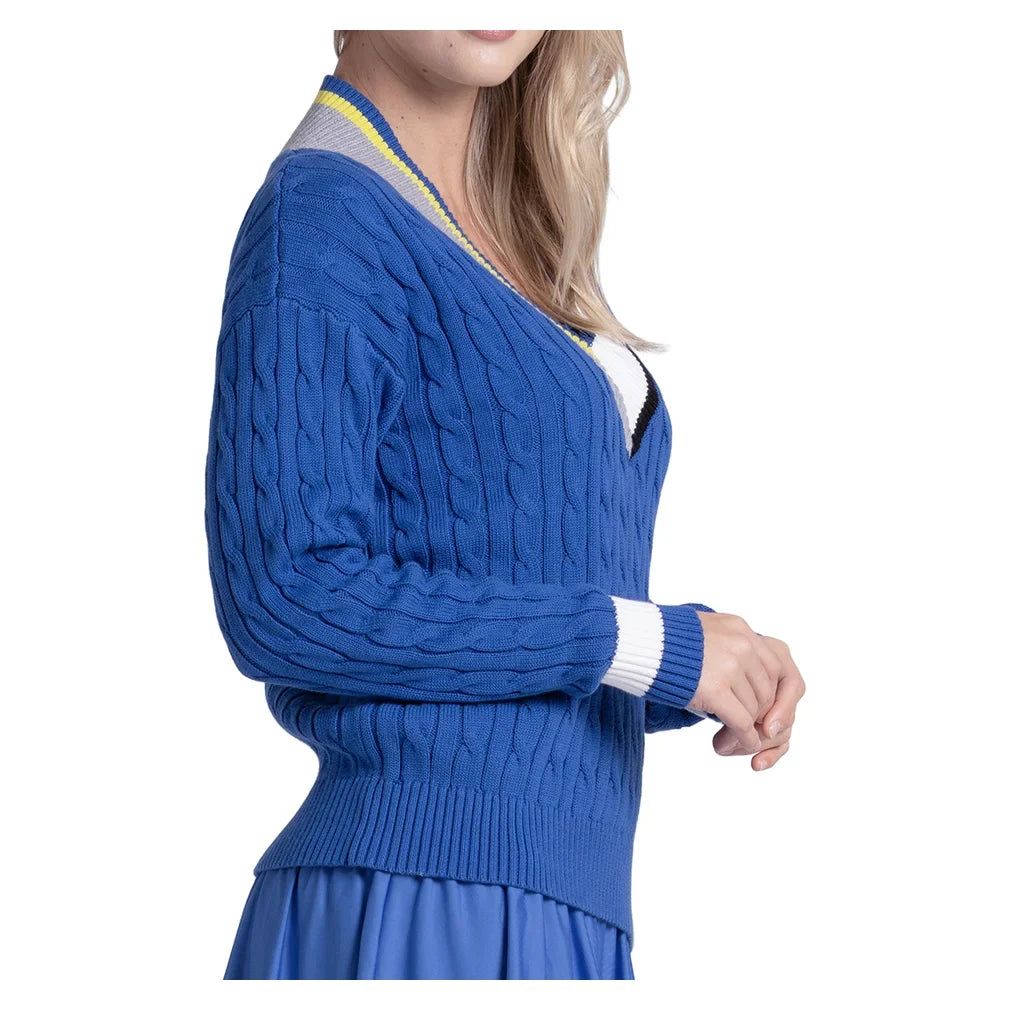 Women's Bold Play Tennis Sweater Parisian Blue, Lucky In Love, Tennis Express, CX193-92G434-2