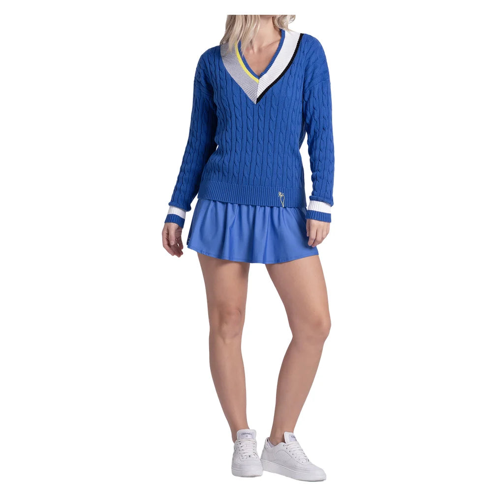 Women's Bold Play Sweater Parisian Blue, Lucky In Love, Pickleball Express, CX193-92G434-3