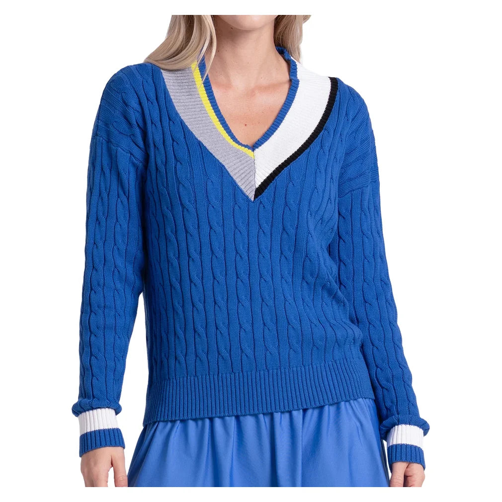 Women's Bold Play Sweater Parisian Blue, Lucky In Love, Parisian Blue, Pickleball Express, CX193-92G434-PARISIAN-BLUE-1