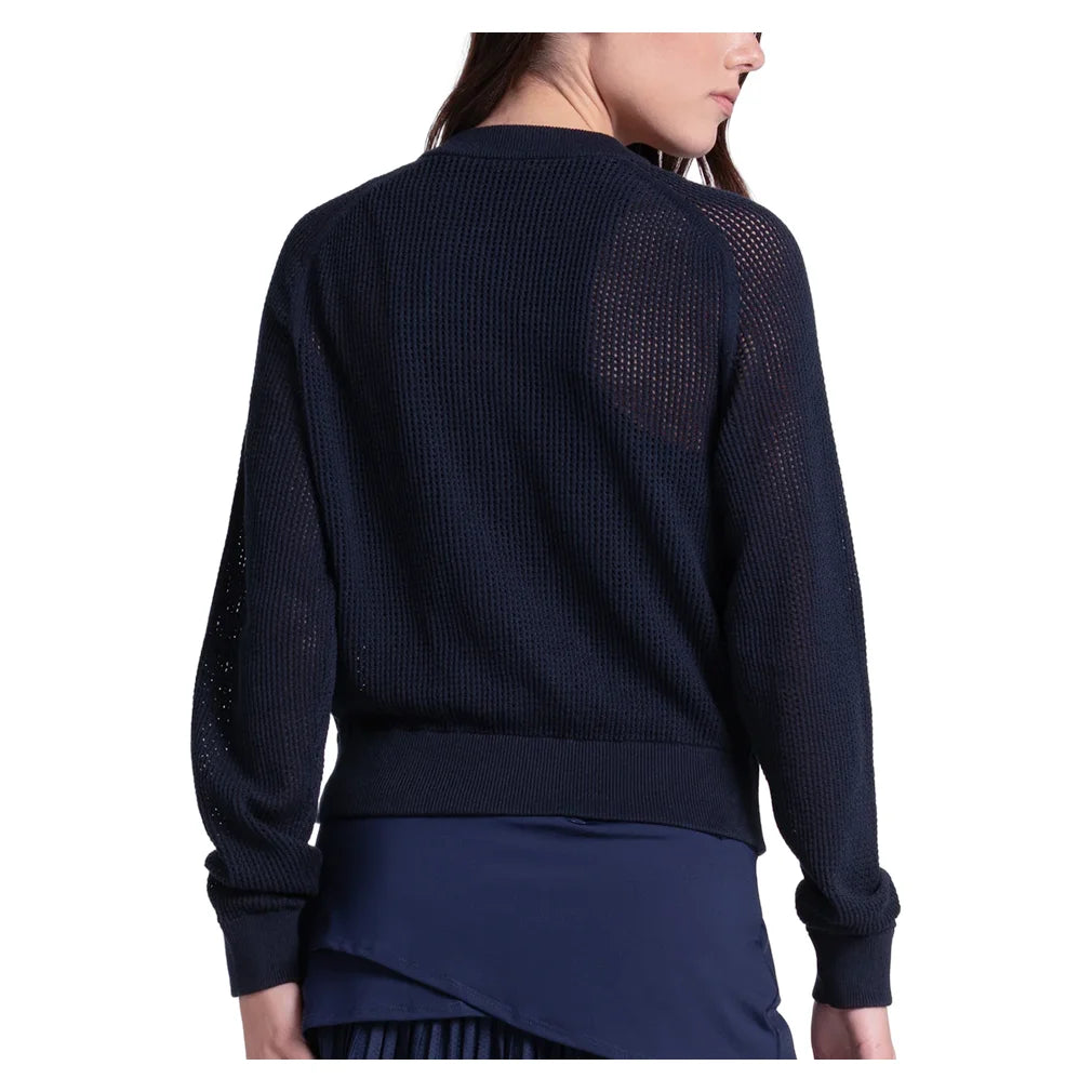 Women's Aero Pointelle Sweater Midnight, Lucky In Love, Pickleball Express, CX197-401-1