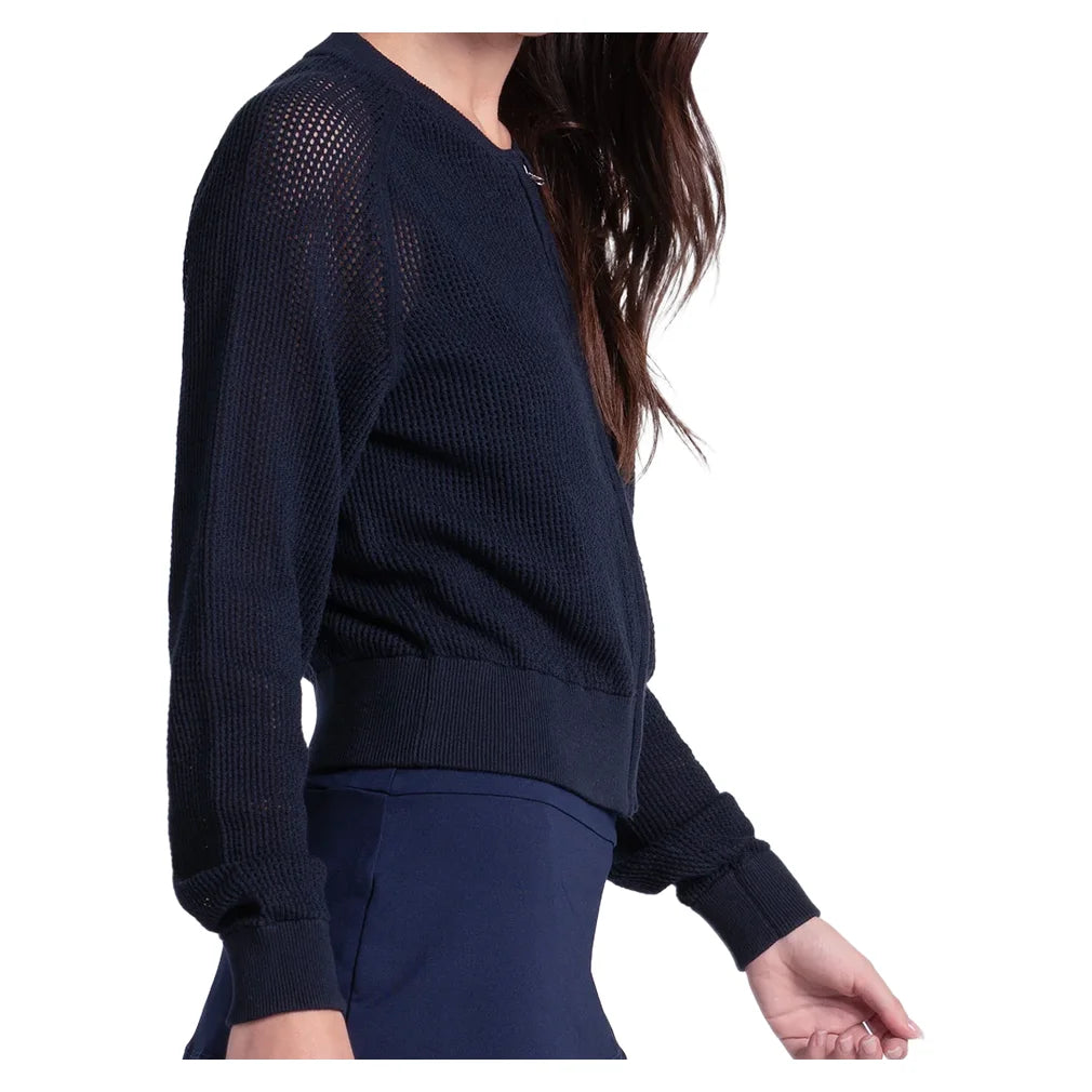 Women's Aero Pointelle Sweater Midnight, Lucky In Love, Pickleball Express, CX197-401-3