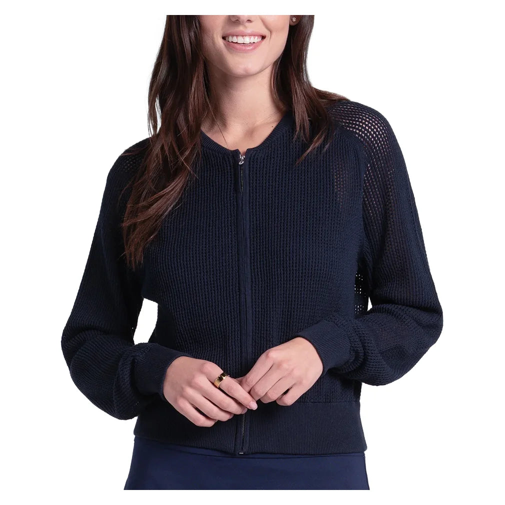 Women's Aero Pointelle Sweater Midnight, Lucky In Love, Midnight, Pickleball Express, CX197-401-MIDNIGHT-1