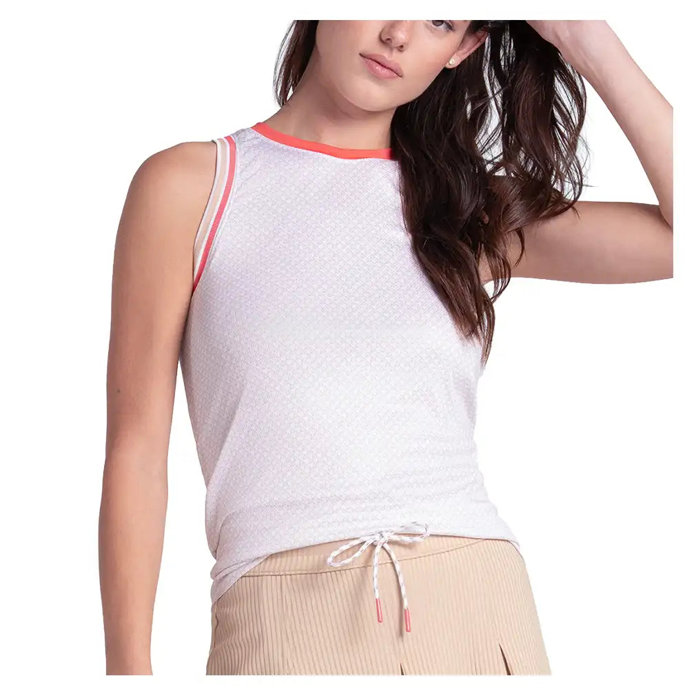Women's Clubhouse Tank White and Camel