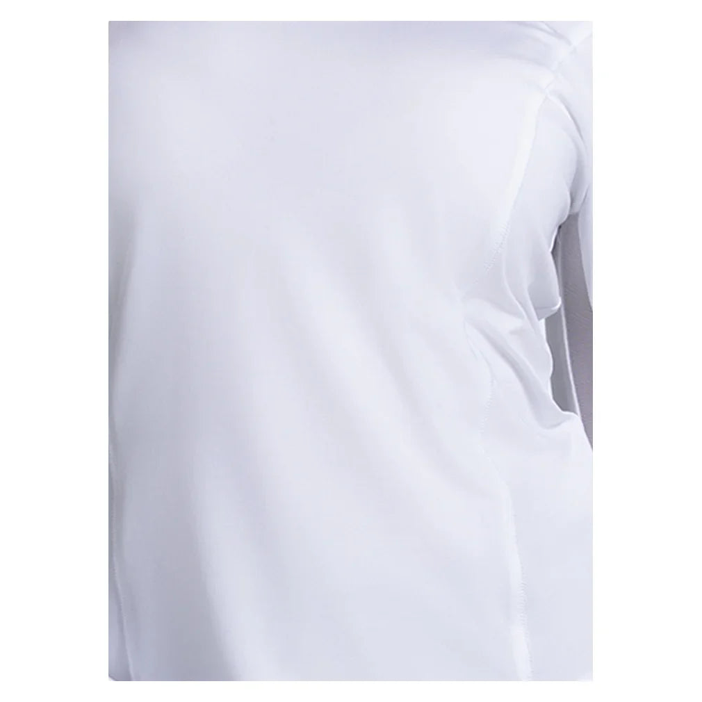 Women's Double Play Long Sleeve Tennis Top White and Black, Lucky In Love, Tennis Express, CX199-121-4