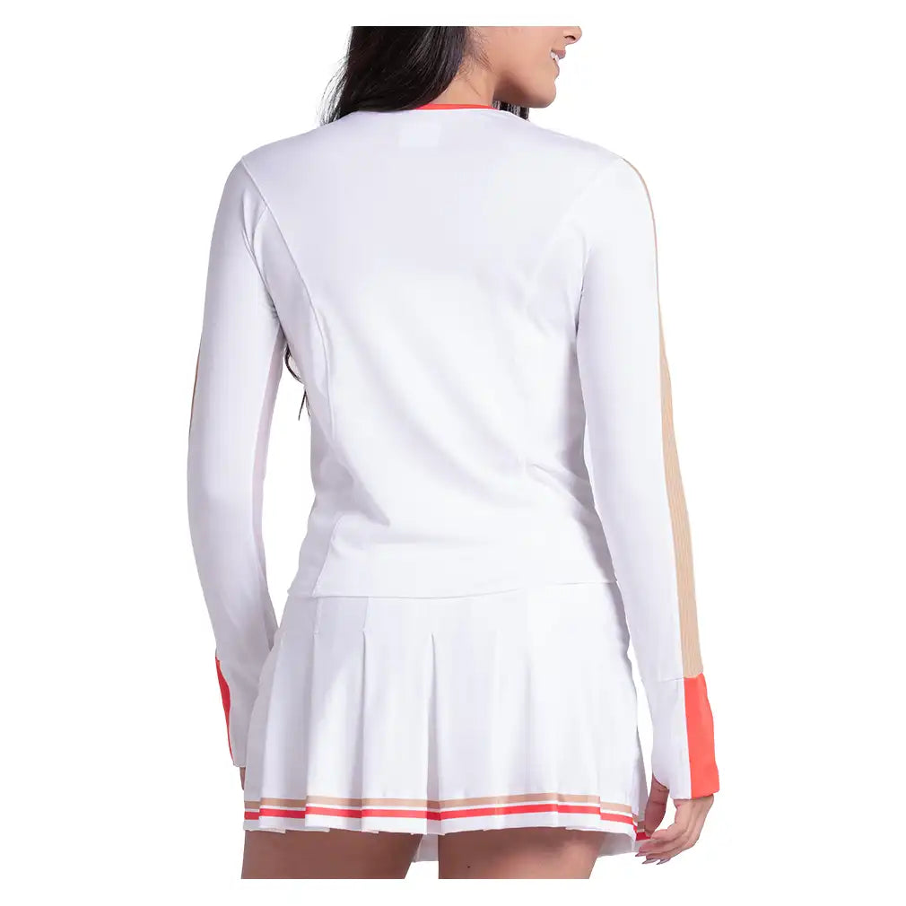Women's Double Play Long Sleeve Top White and Camel
