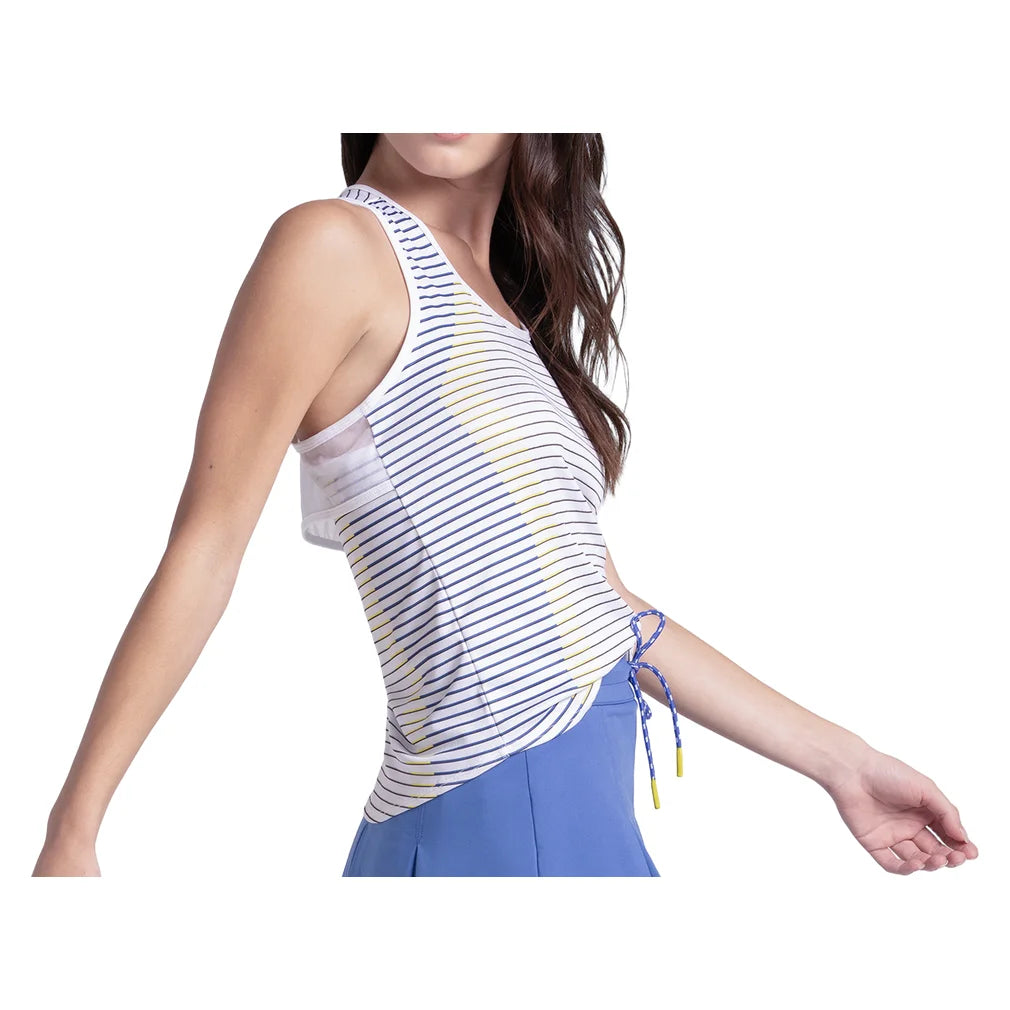Women's Game On Stripe Tank White, Lucky In Love, Pickleball Express, CX206-25H110-2