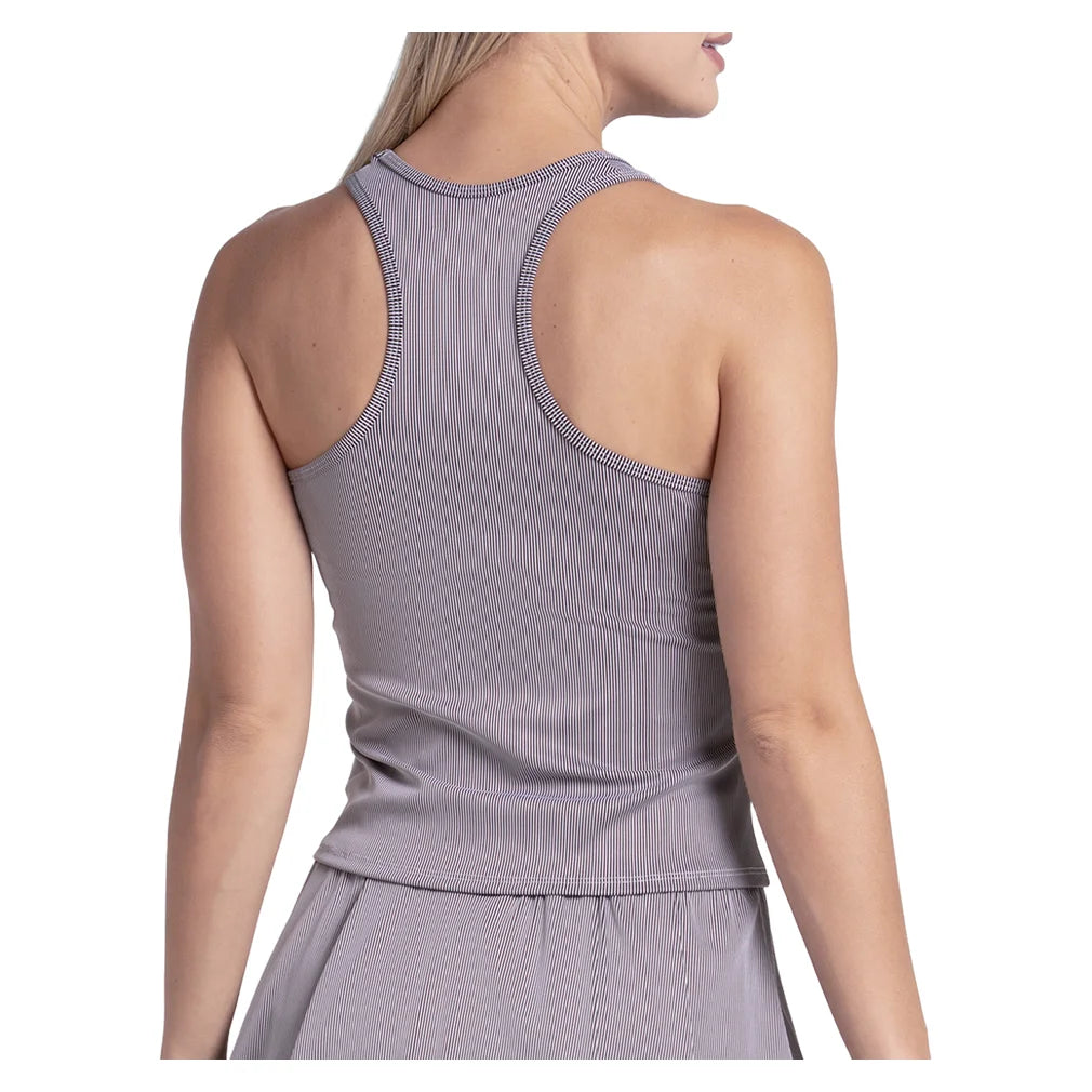 Women's Rib Sport Cord Tank White and Black, Lucky In Love, Pickleball Express, CX207-121-1