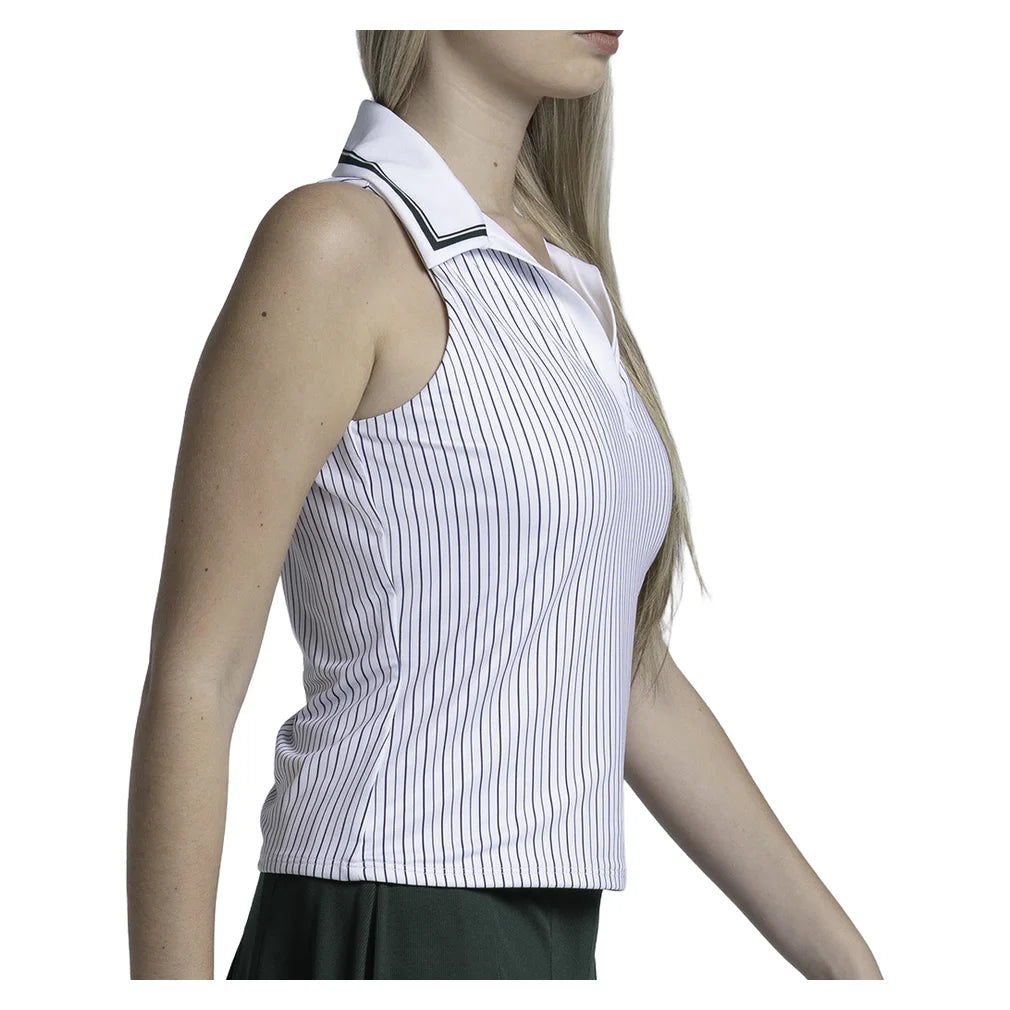 Women's Ivy Classic Polo Tank White, Lucky In Love, Pickleball Express, CX220-97G110-1