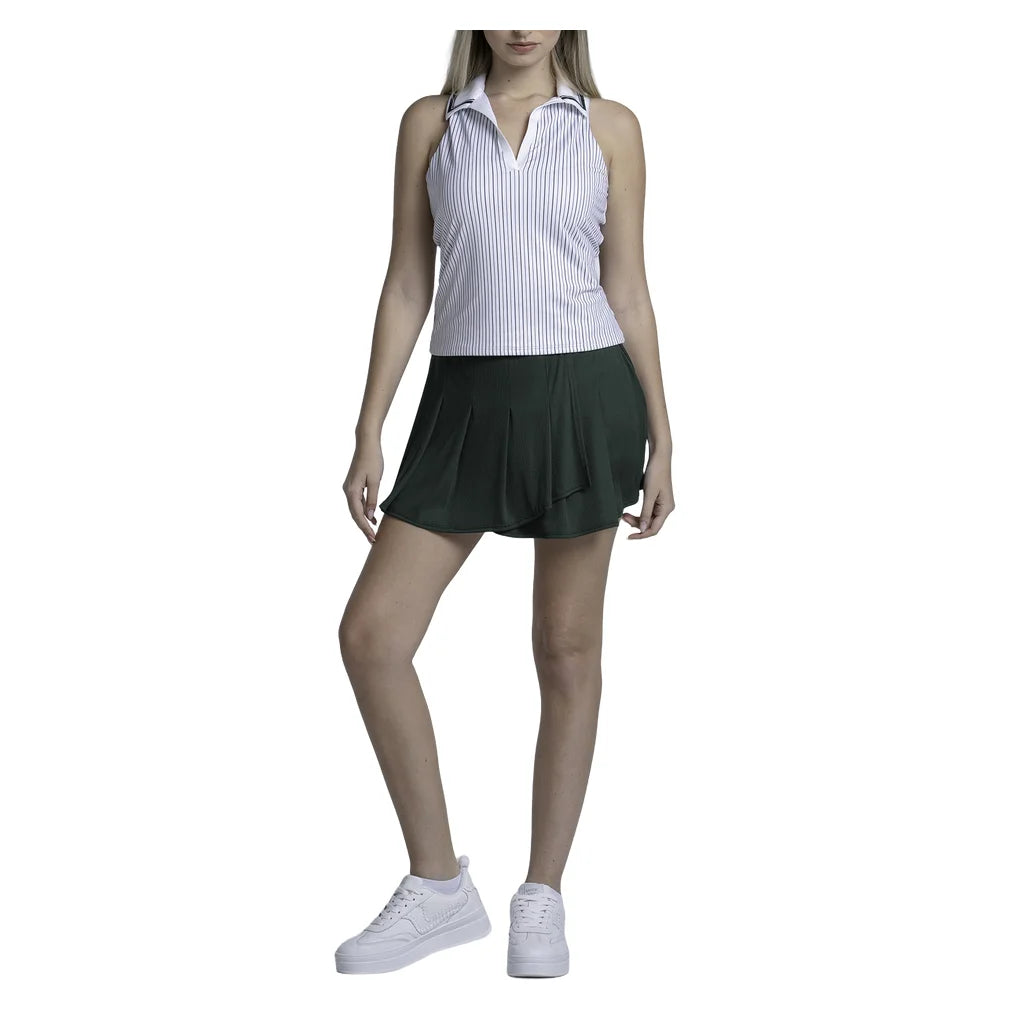 Women's Ivy Classic Polo Tank White, Lucky In Love, Pickleball Express, CX220-97G110-2