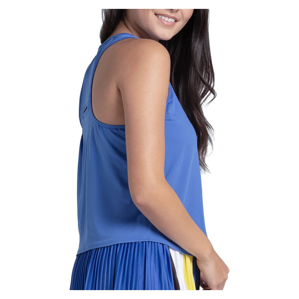 Women's Court Drip Tank Parisian Blue, Lucky In Love, Pickleball Express, CX221-434-2