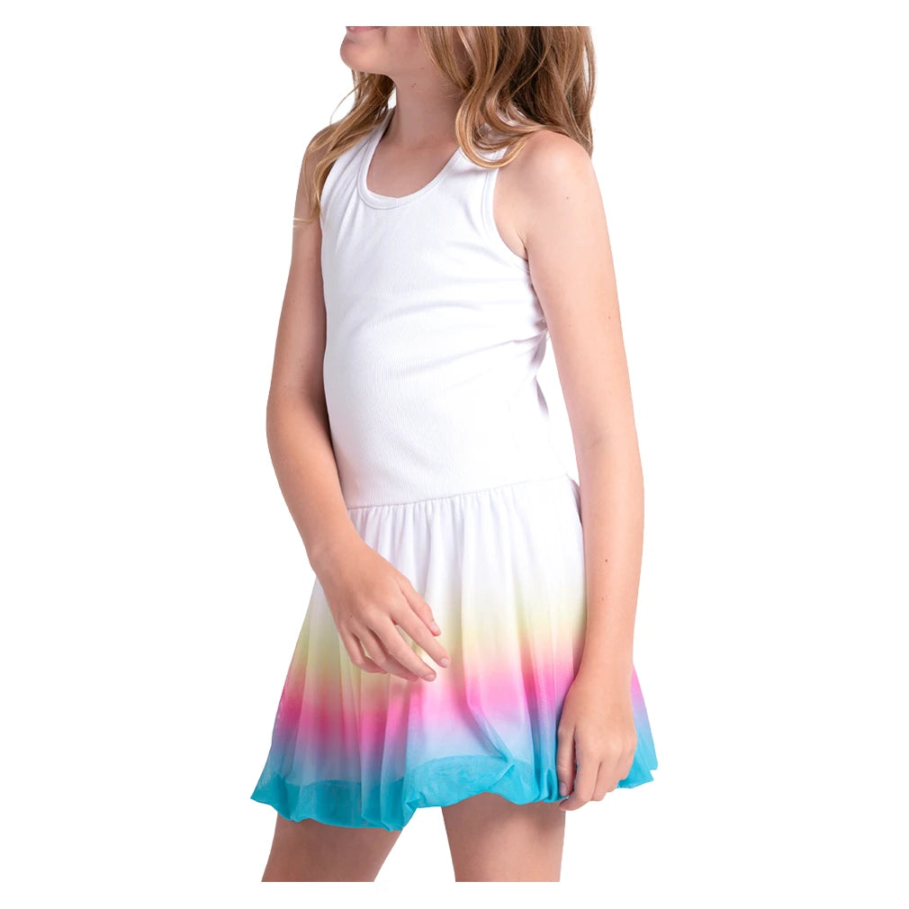 Girls' Nova Bubble Dress White and Color Ombre