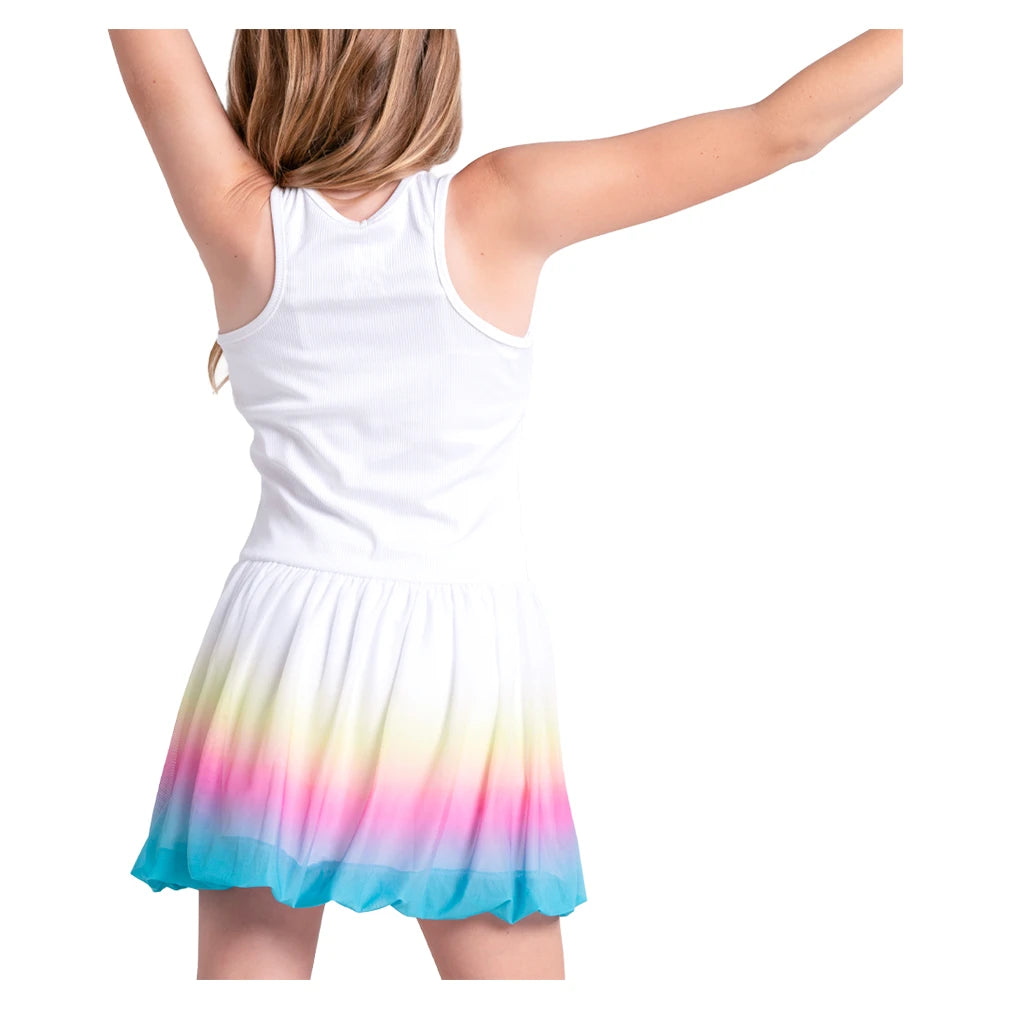 Girls' Nova Bubble Dress White and Color Ombre