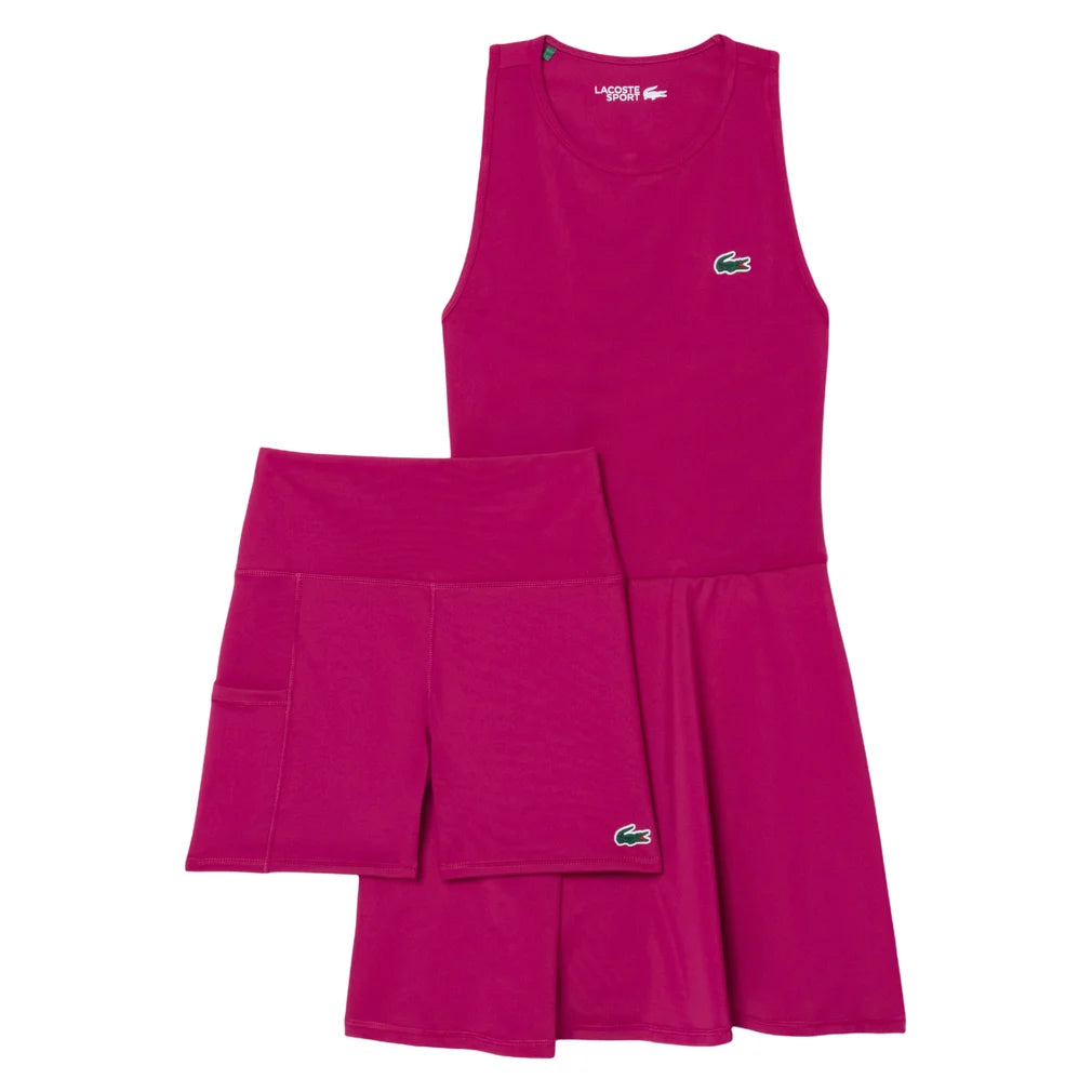 Women's Essentials Training Dress, Lacoste, VHI Rubine Red, Pickleball Express, EF0144-F26-VHI-RUBINE-RED-1