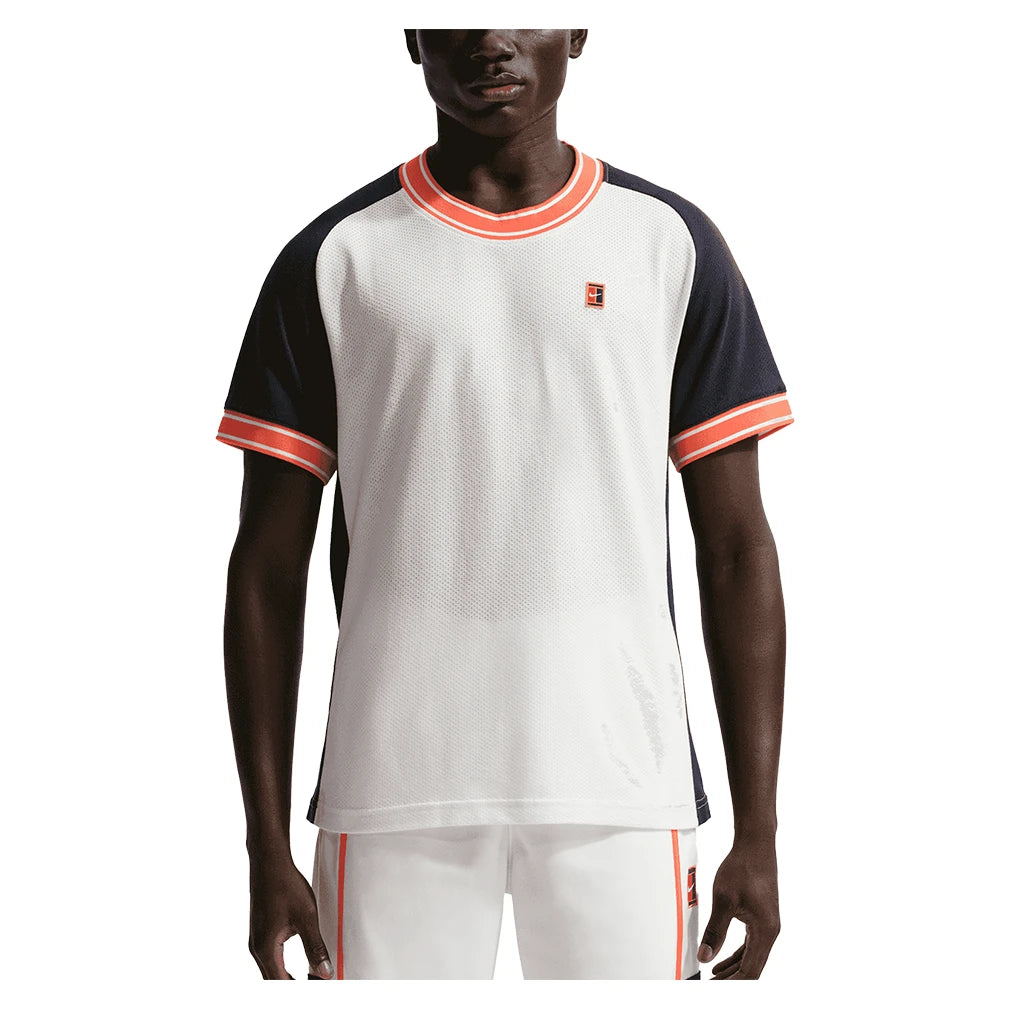 Men's Court Heritage Short Sleeve Top Sail and Dark Obsidian