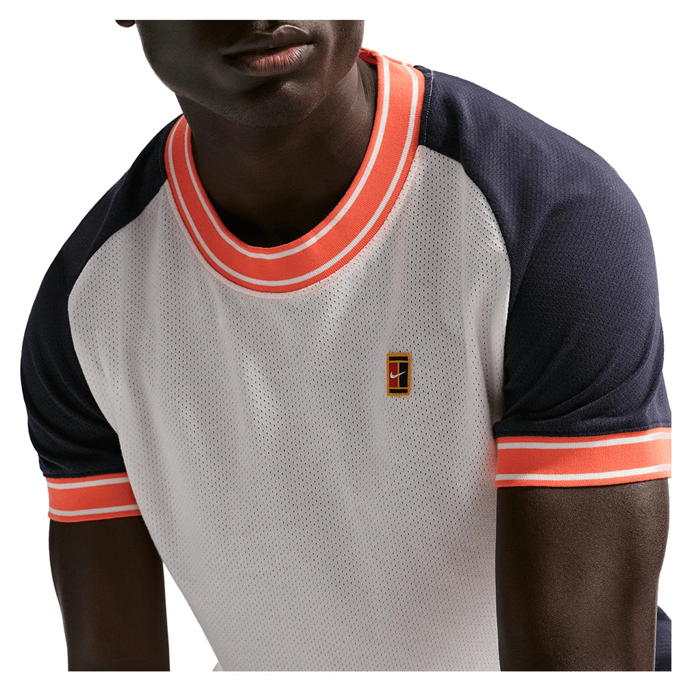 Men's Court Heritage Short Sleeve Top Sail and Dark Obsidian