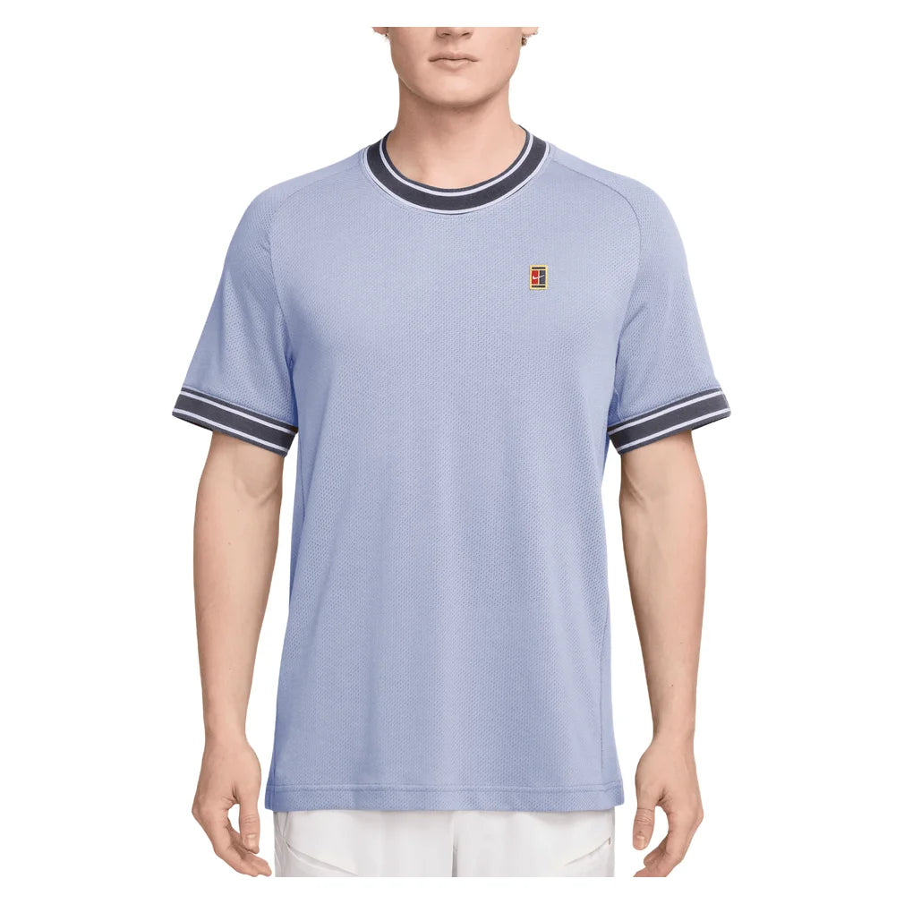 Men's Court Heritage Short Sleeve Top, Nike, 568 Palest Purple/Gridiron, Pickleball Express, FN0318-H26-568-PALEST-PURPLE-GRIDIRON-1