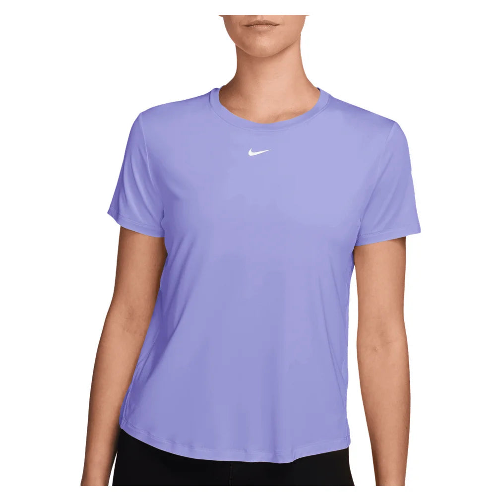 Women's One Classic Dri-FIT Short Sleeve Training Top, Nike, 580 Purple Pulse/White, Pickleball Express, FN2798-H26-580-PURPLE-PULSE-WHITE-1