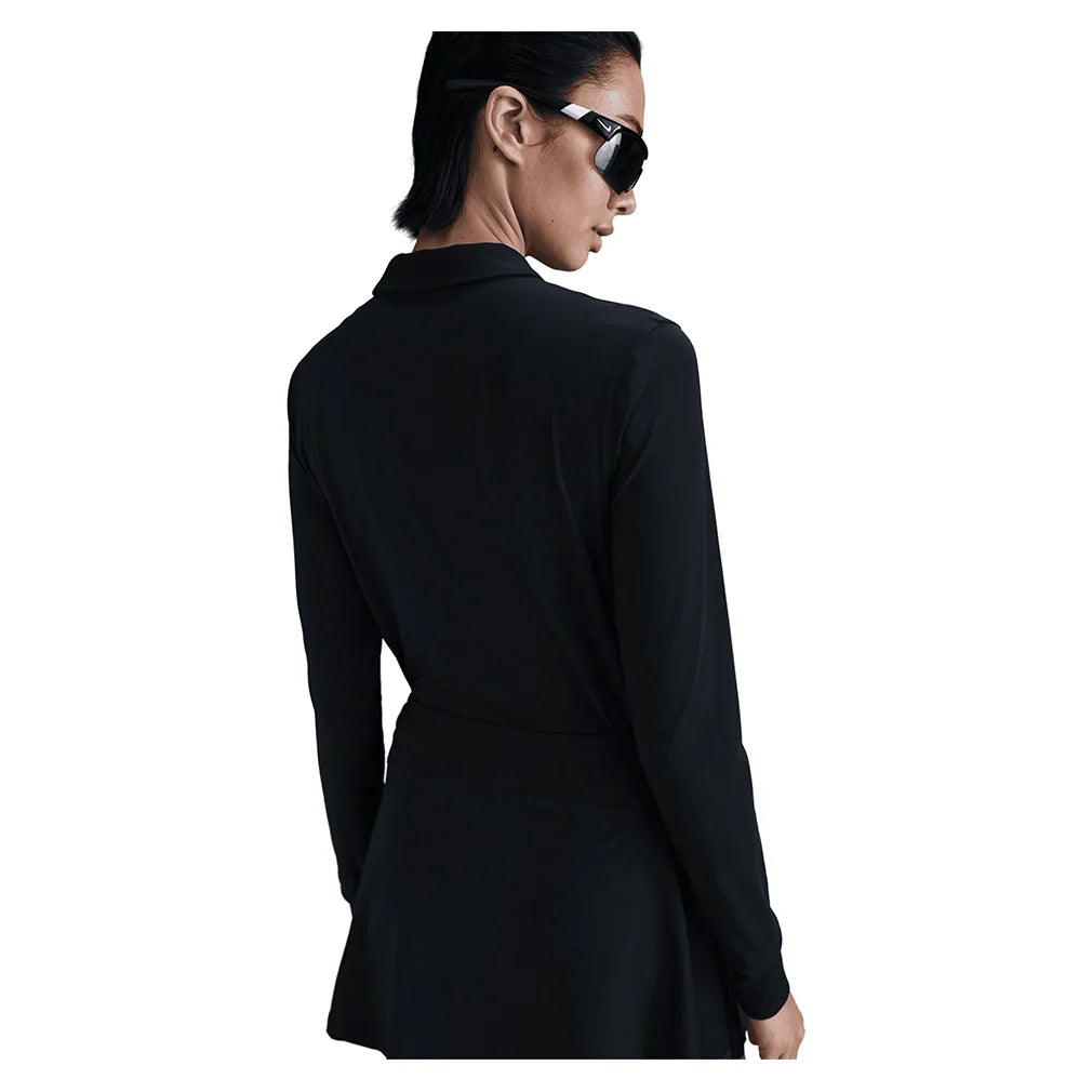 Women's Dri-FIT Victory Long-Sleeve Polo Black and White