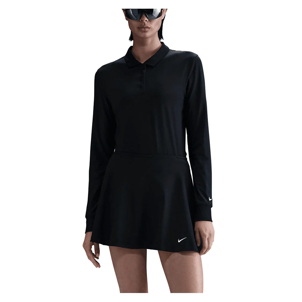 Women's Dri-FIT Victory Long-Sleeve Polo Black and White