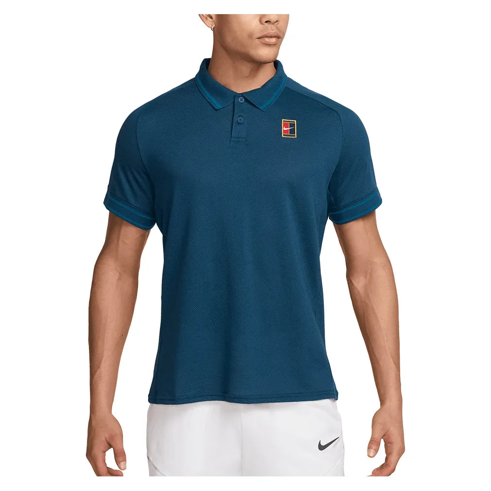 Men's Court Heritage Polo Blue Force and Green Abyss