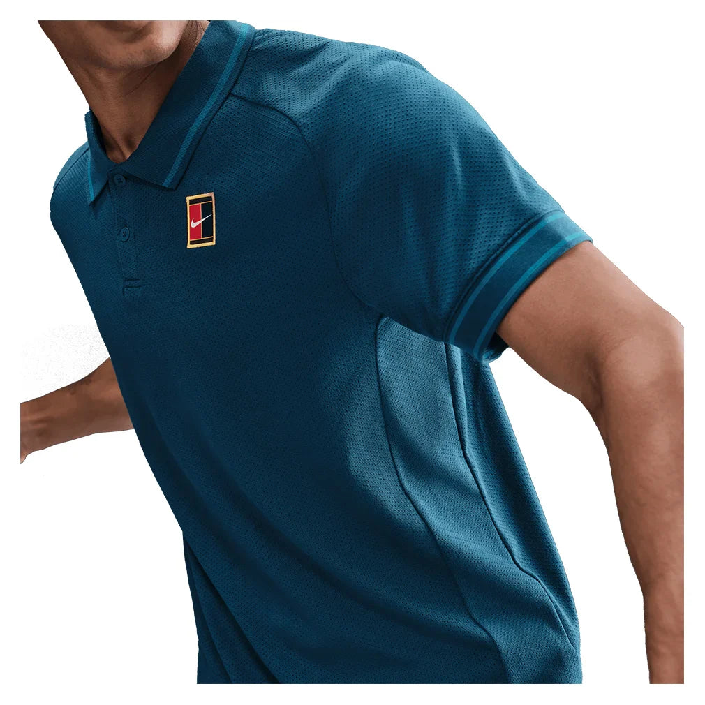 Men's Court Heritage Polo Blue Force and Green Abyss