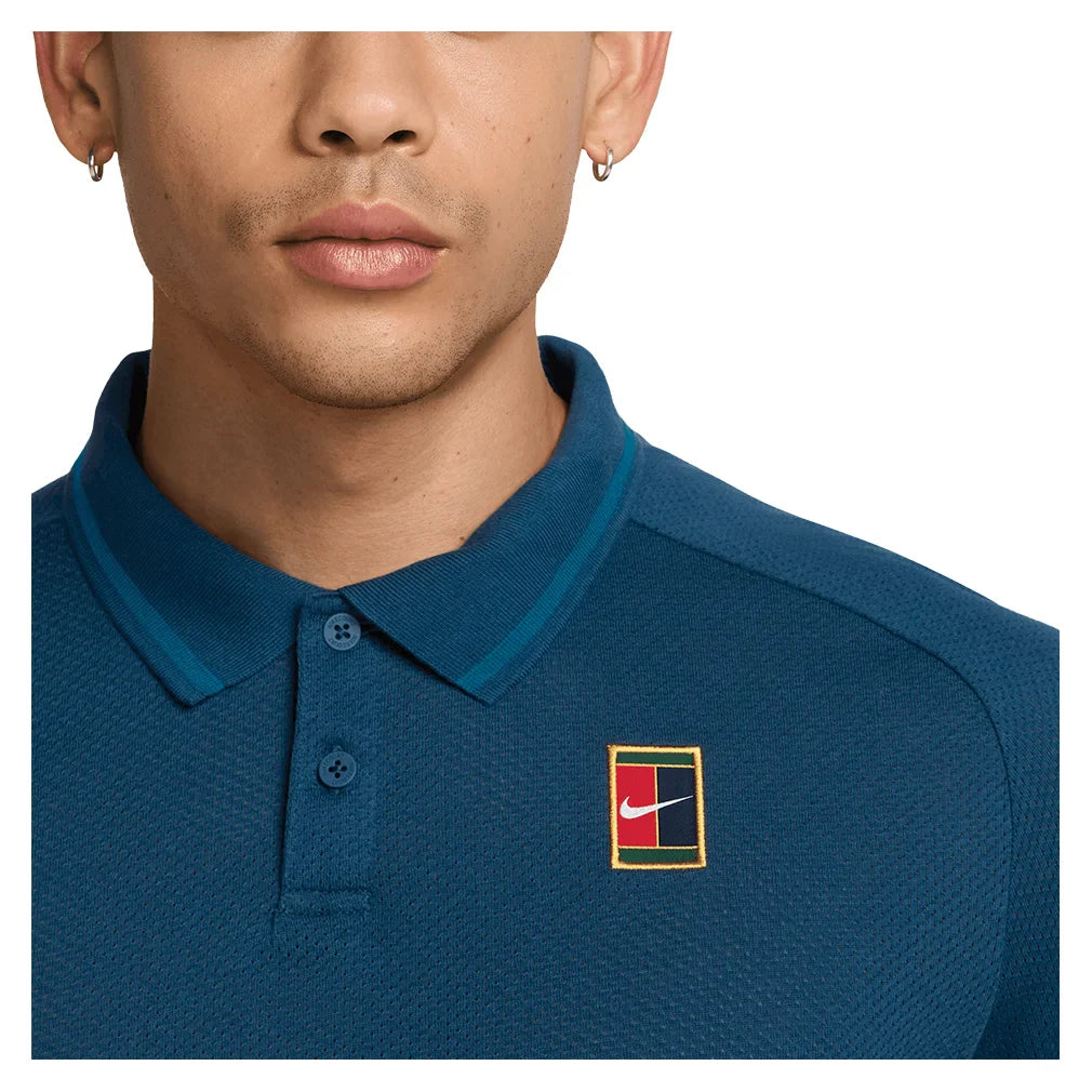 Men's Court Heritage Polo Blue Force and Green Abyss