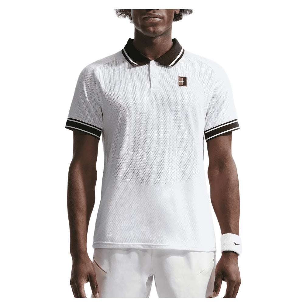 Mens Heritage Polo, Nike, 100 White/Black, Pickleball Express, FQ2101-B-100-WHITE-BLACK-1