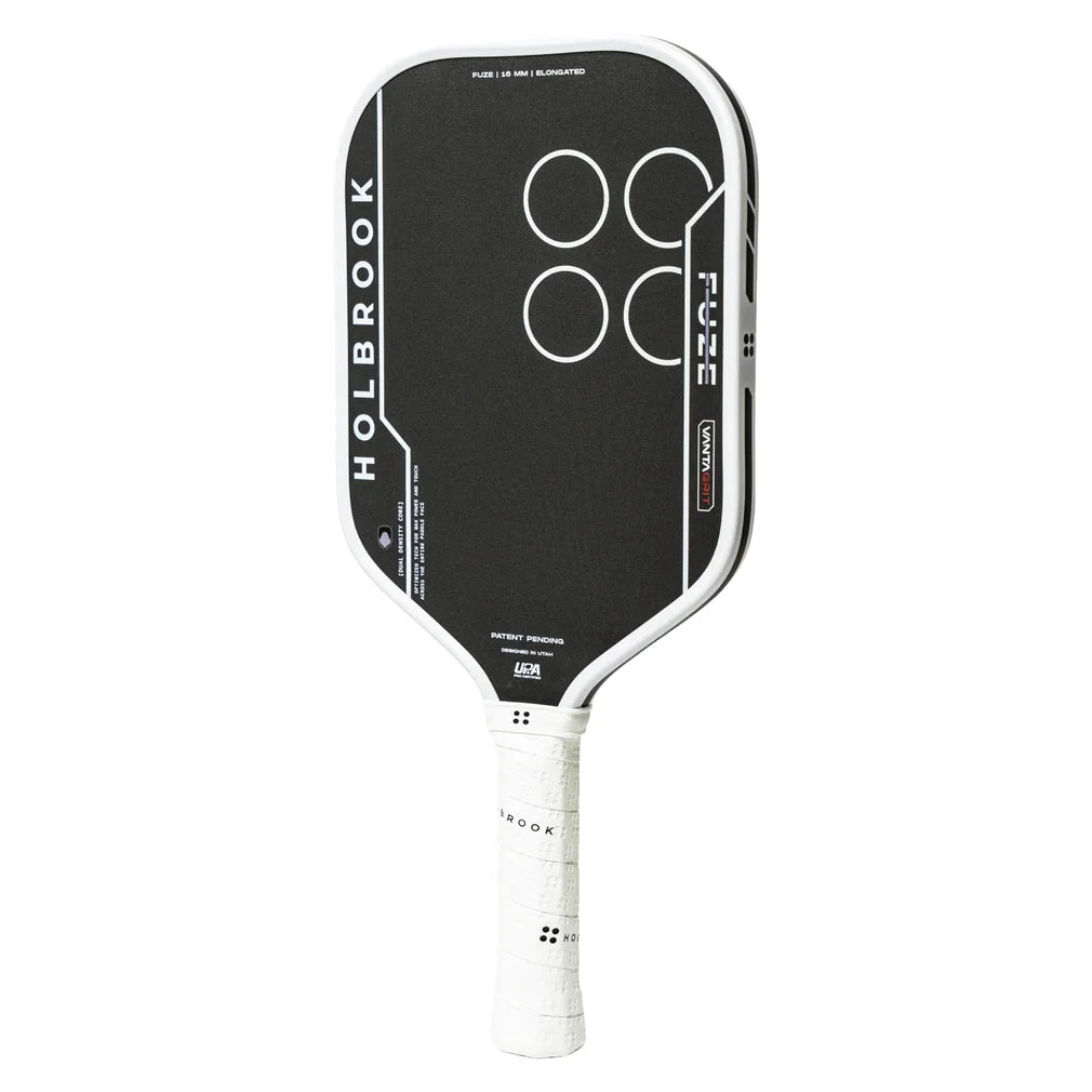 Fuze VantaGrit Elongated 14mm Pickleball Paddle Black and White, Holbrook, Pickleball Express, FUZE-V-E-14-2