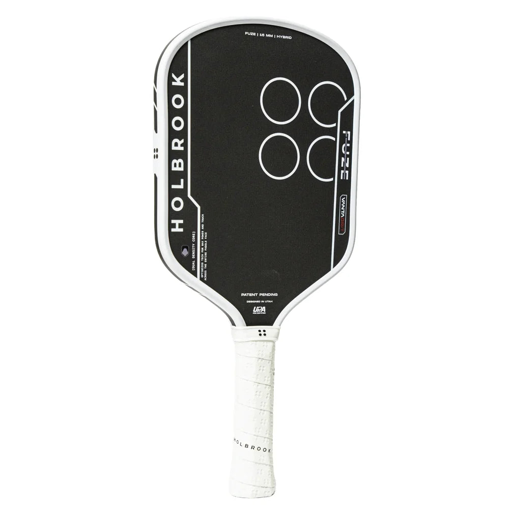Fuze VantaGrit Hybrid 16mm Pickleball Paddle Black and White, Holbrook, Pickleball Express, FUZE-V-H-16-2