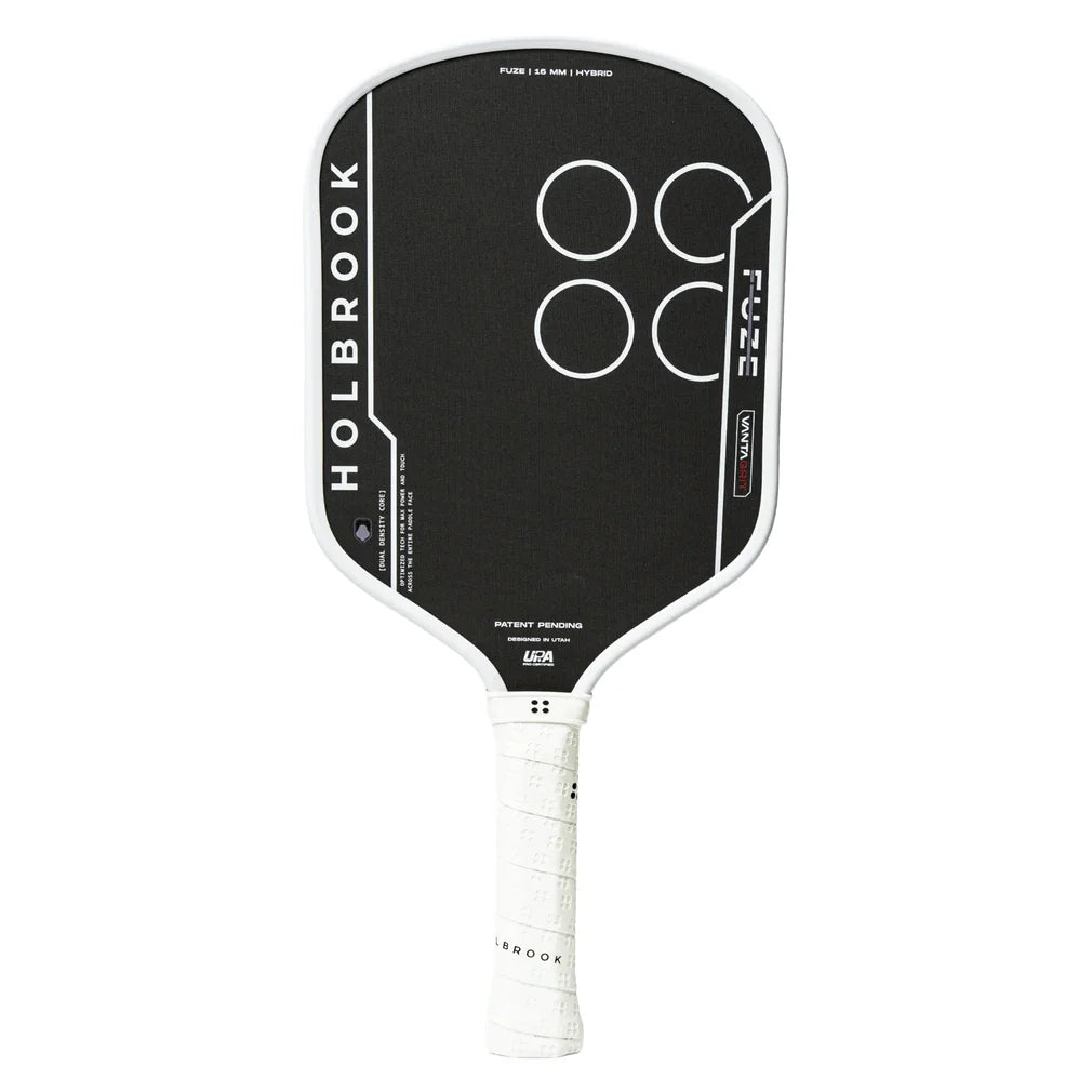 Fuze VantaGrit Hybrid 16mm Pickleball Paddle Black and White, Holbrook, Black/White, Pickleball Express, FUZE-V-H-16-BLACK-WHITE-1